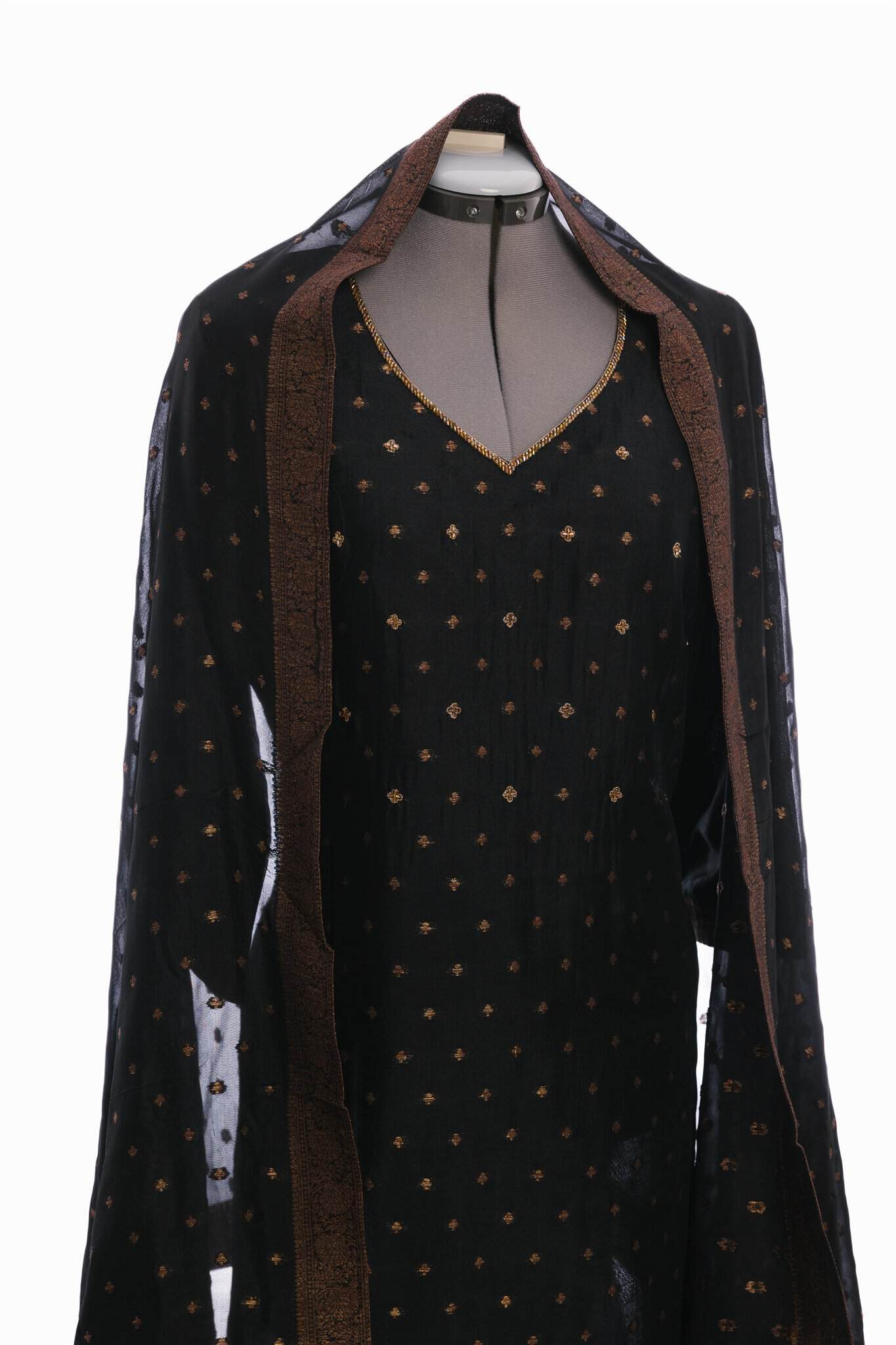 Black Dola Silk Salwar Suit (Three Piece Set)