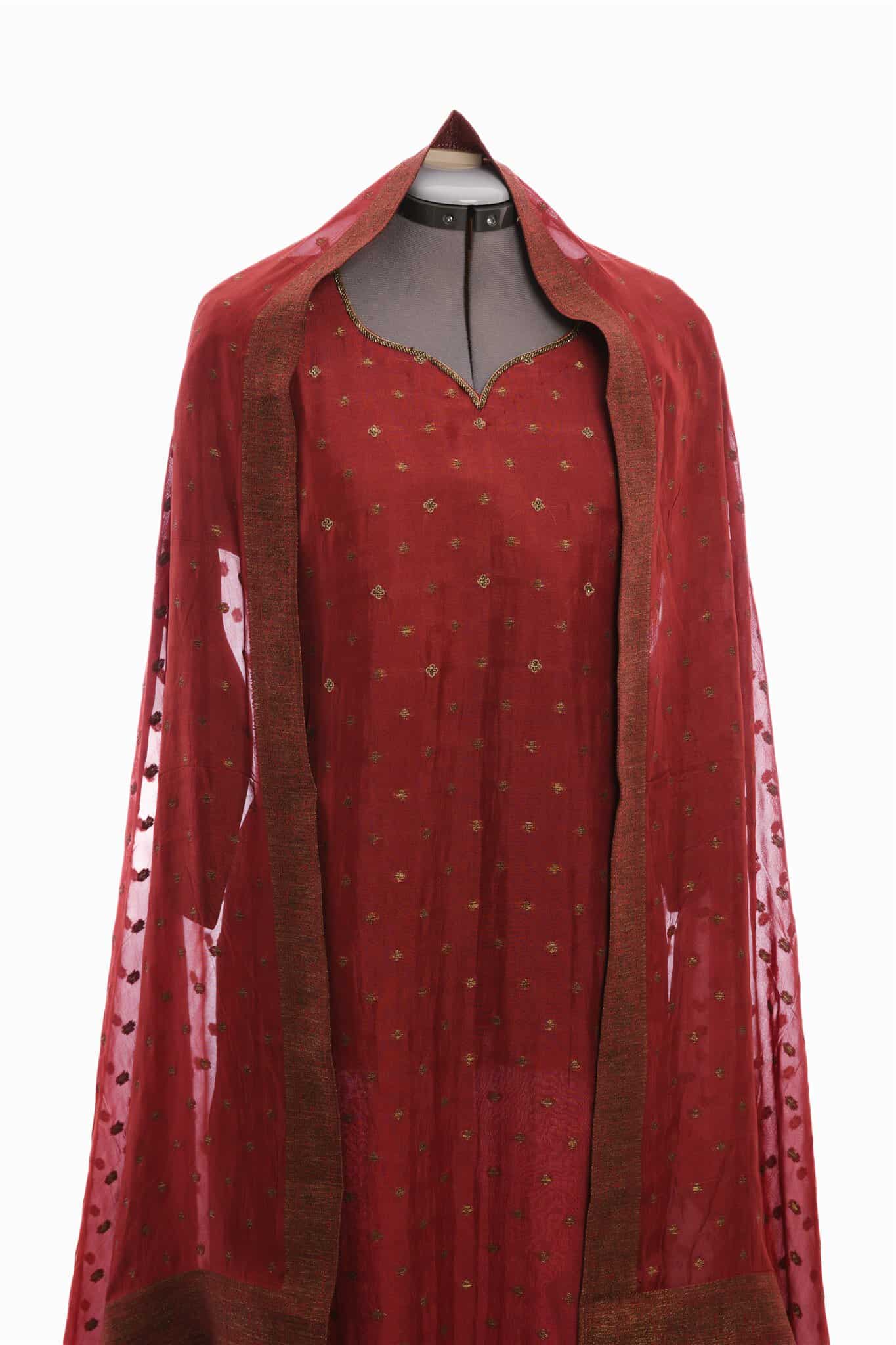 Red Maroon Dola Silk Salwar Suit