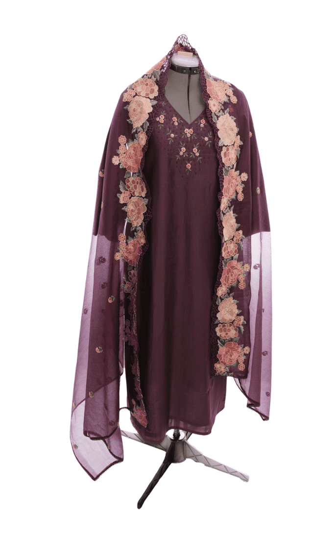 Grape Roman Silk Salwar Suit (Three Piece Set)