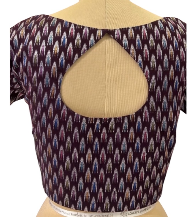 Cotton Silk Coffee Brown Color with Multi Color Thread Design Blouse - Image 3