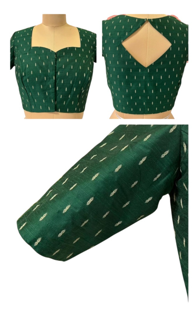 Cotton Silk Dark Green Color Blouse