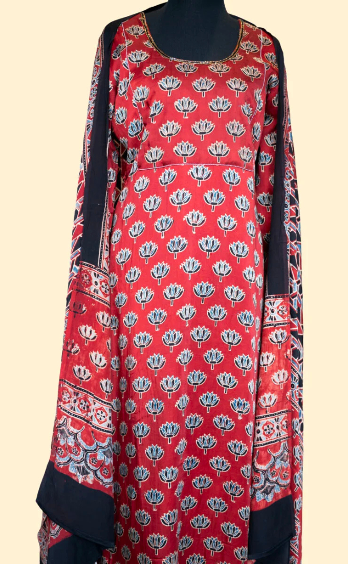 Modal Silk Maroonish Red Salwar Suit (Three Piece Set)