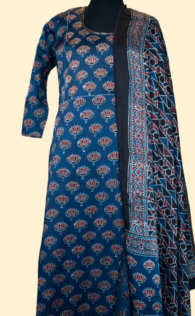 Modal Silk Dark Blue Salwar Suit (Three Piece Set)