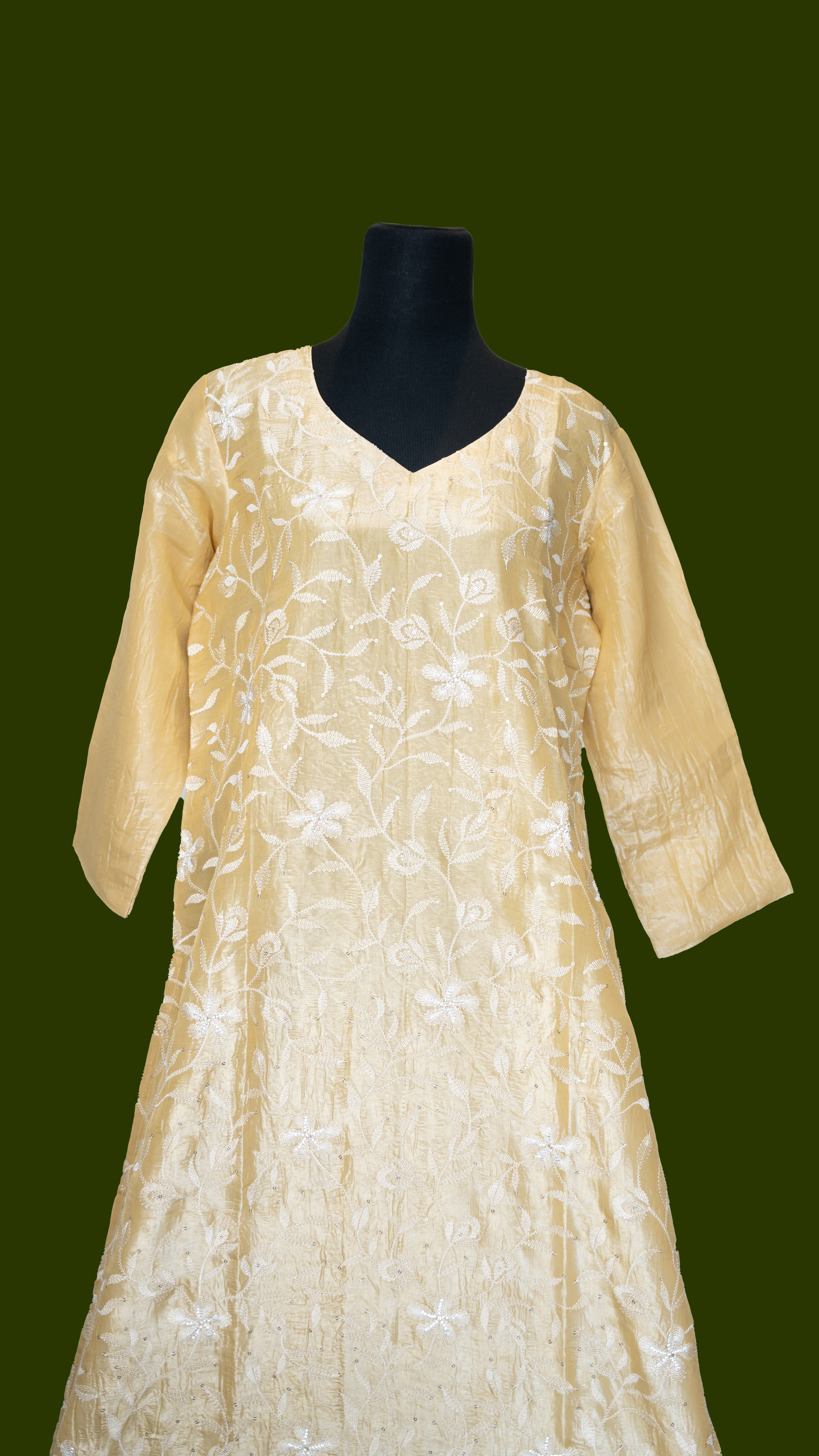 Golden Yellow Semi Silk Salwar Suit (Three Piece set) - Image 4