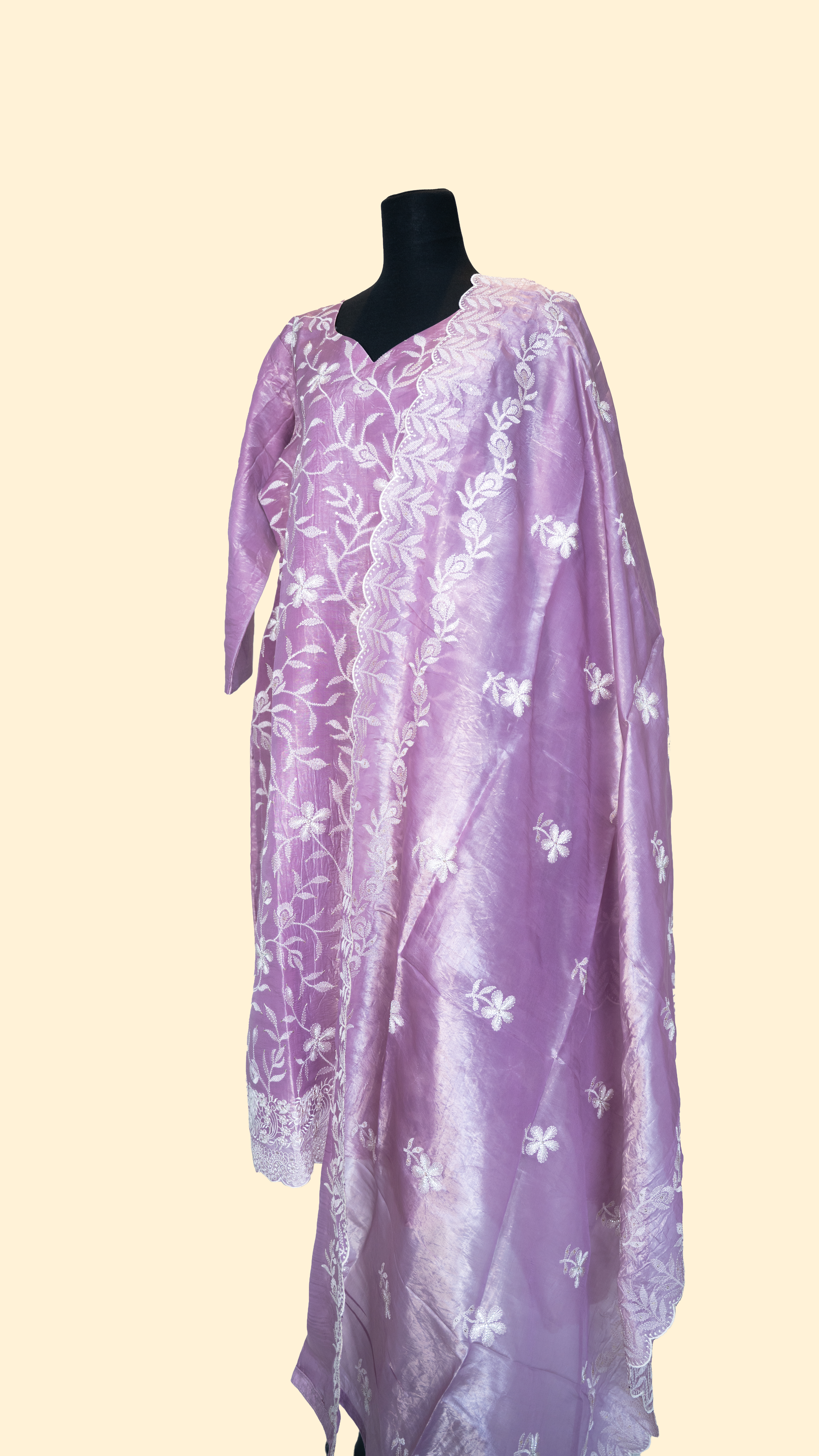 Soft Pastel Lavender Semi Silk Salwar Suit (Three Piece set) - Image 2