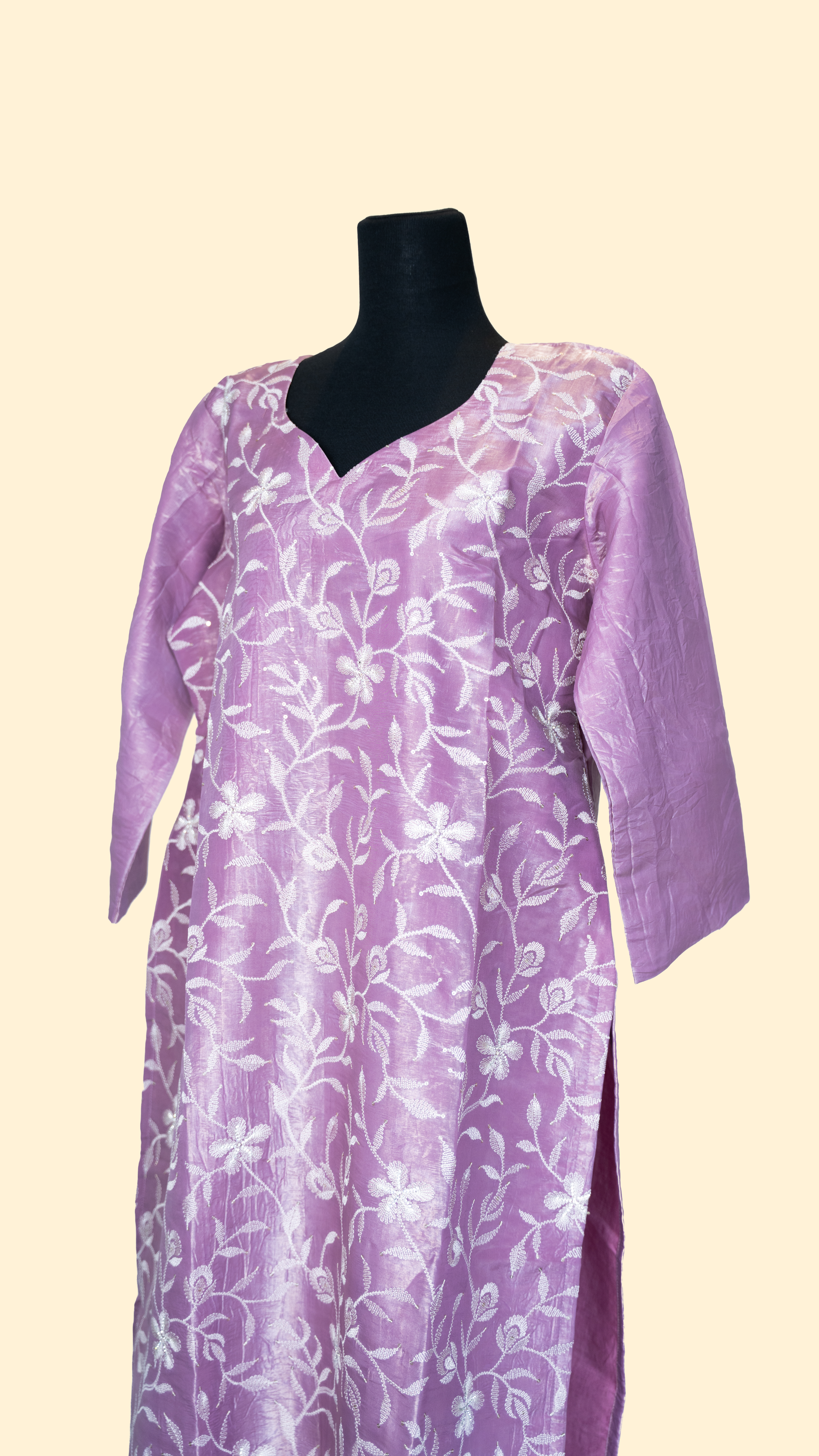 Soft Pastel Lavender Semi Silk Salwar Suit (Three Piece set) - Image 3