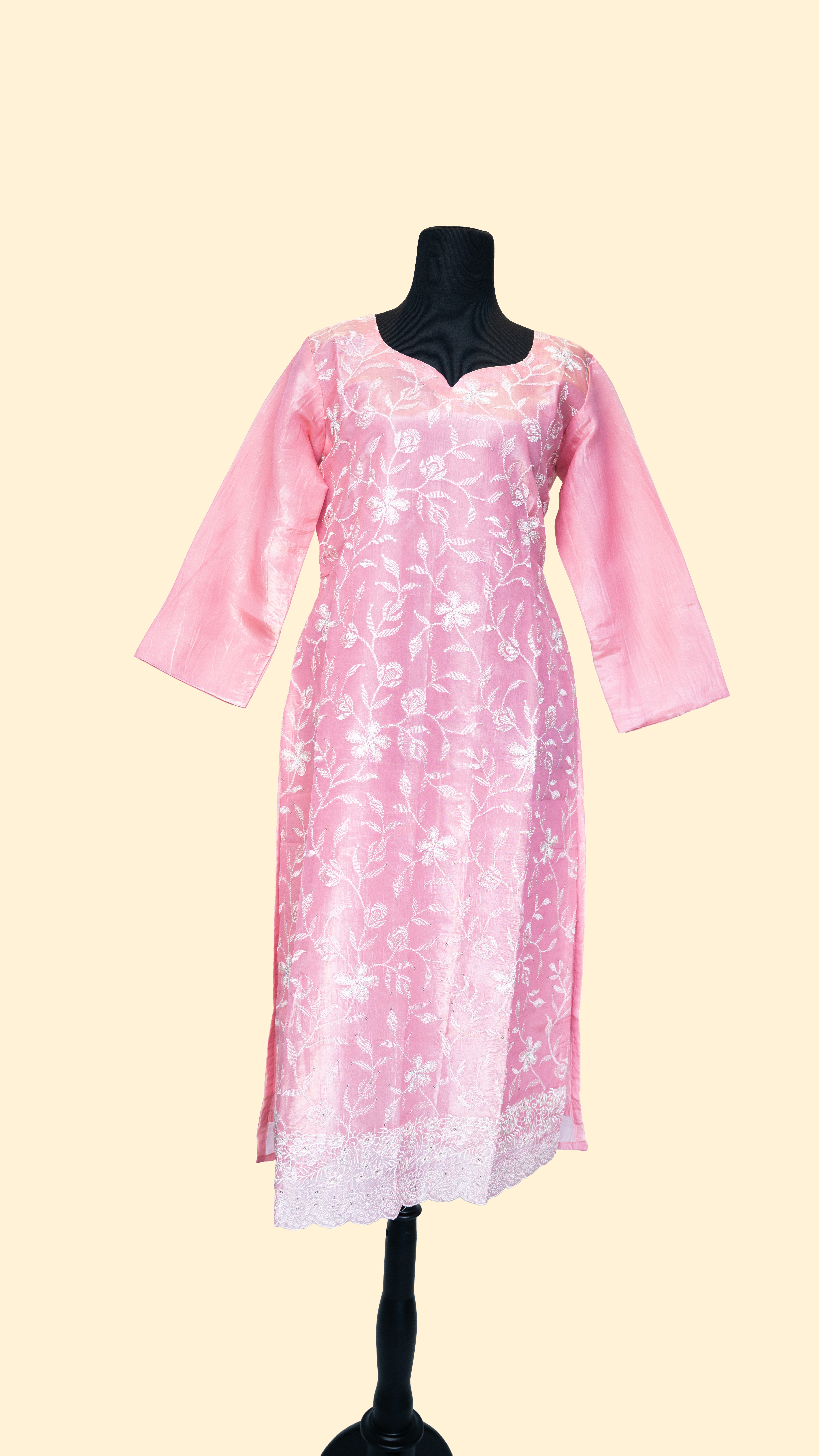 Pinkish Peach Semi Silk Salwar Suit (Three Piece set) - Image 3