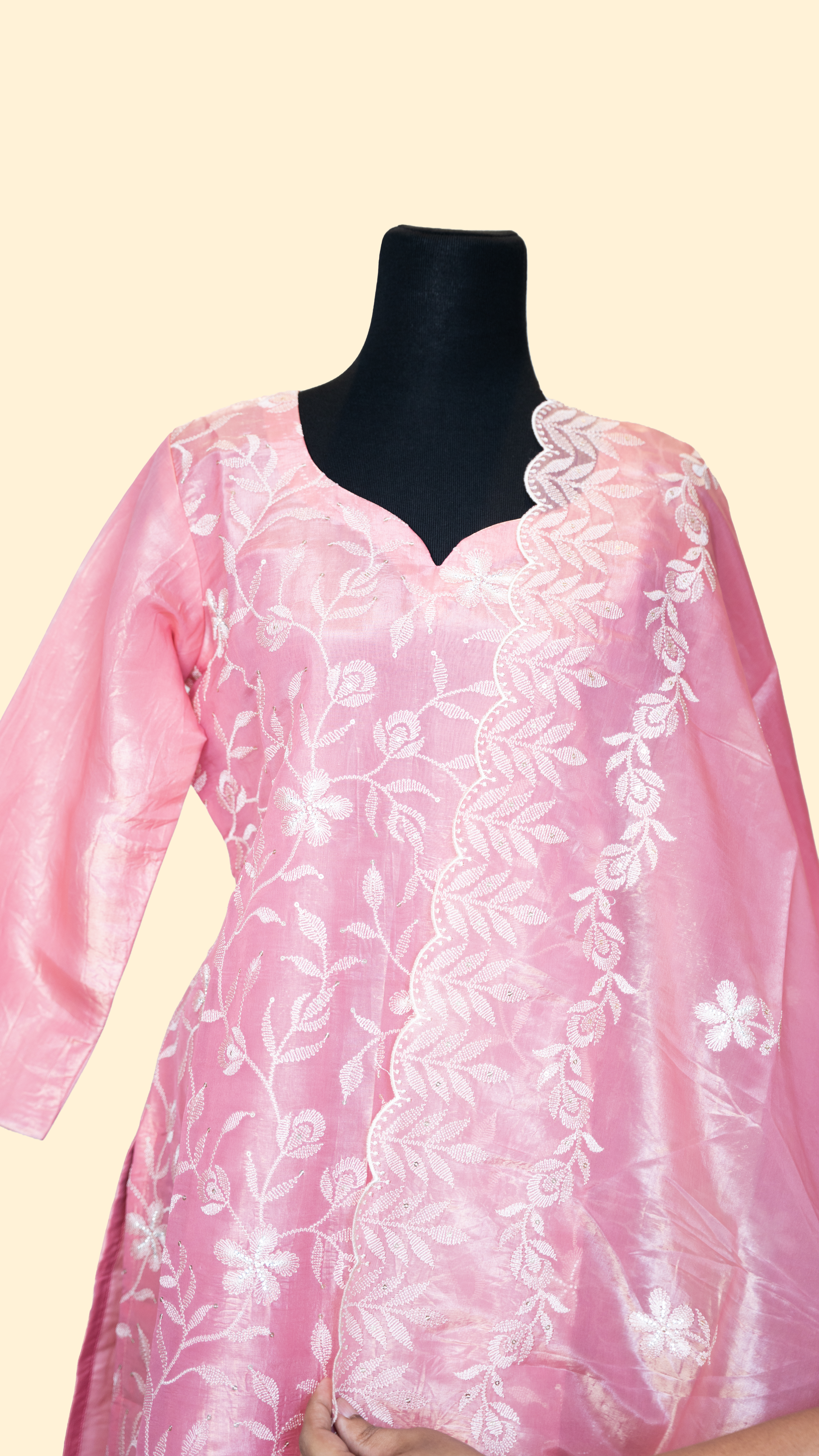 Pinkish Peach Semi Silk Salwar Suit (Three Piece set) - Image 2