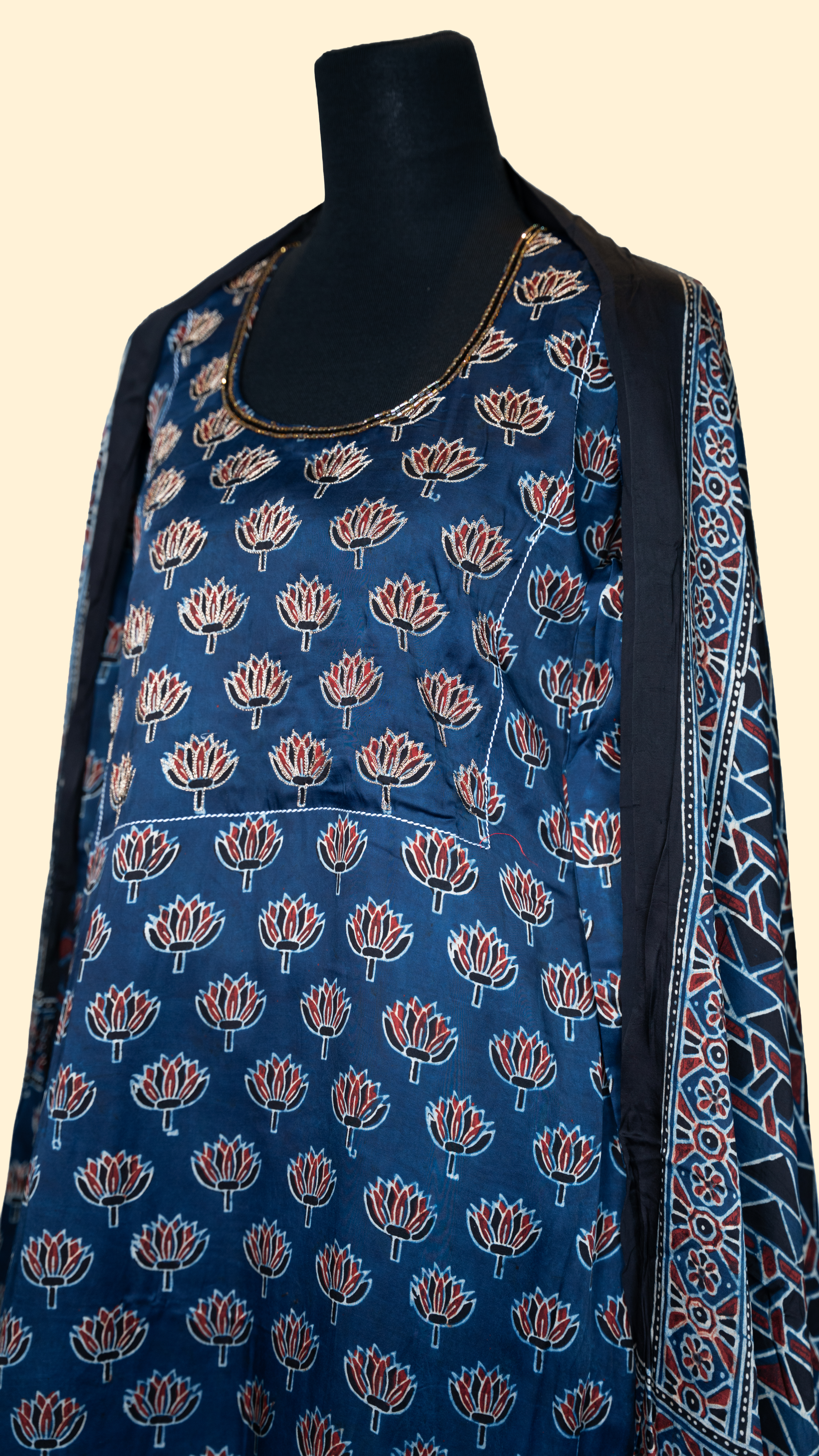 Modal Silk Dark Blue Salwar Suit (Three Piece Set) - Image 2