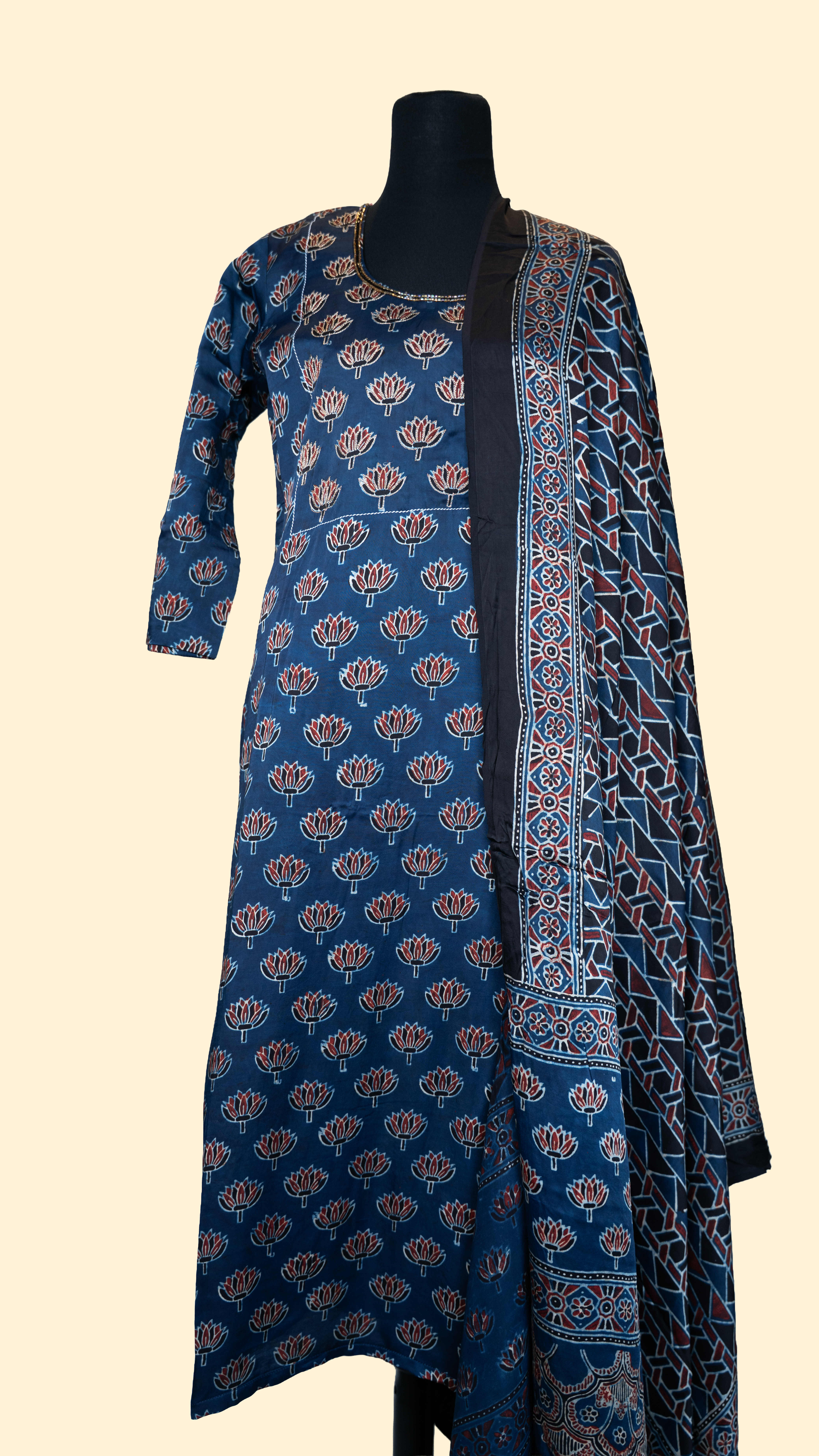 Modal Silk Dark Blue Salwar Suit (Three Piece Set)