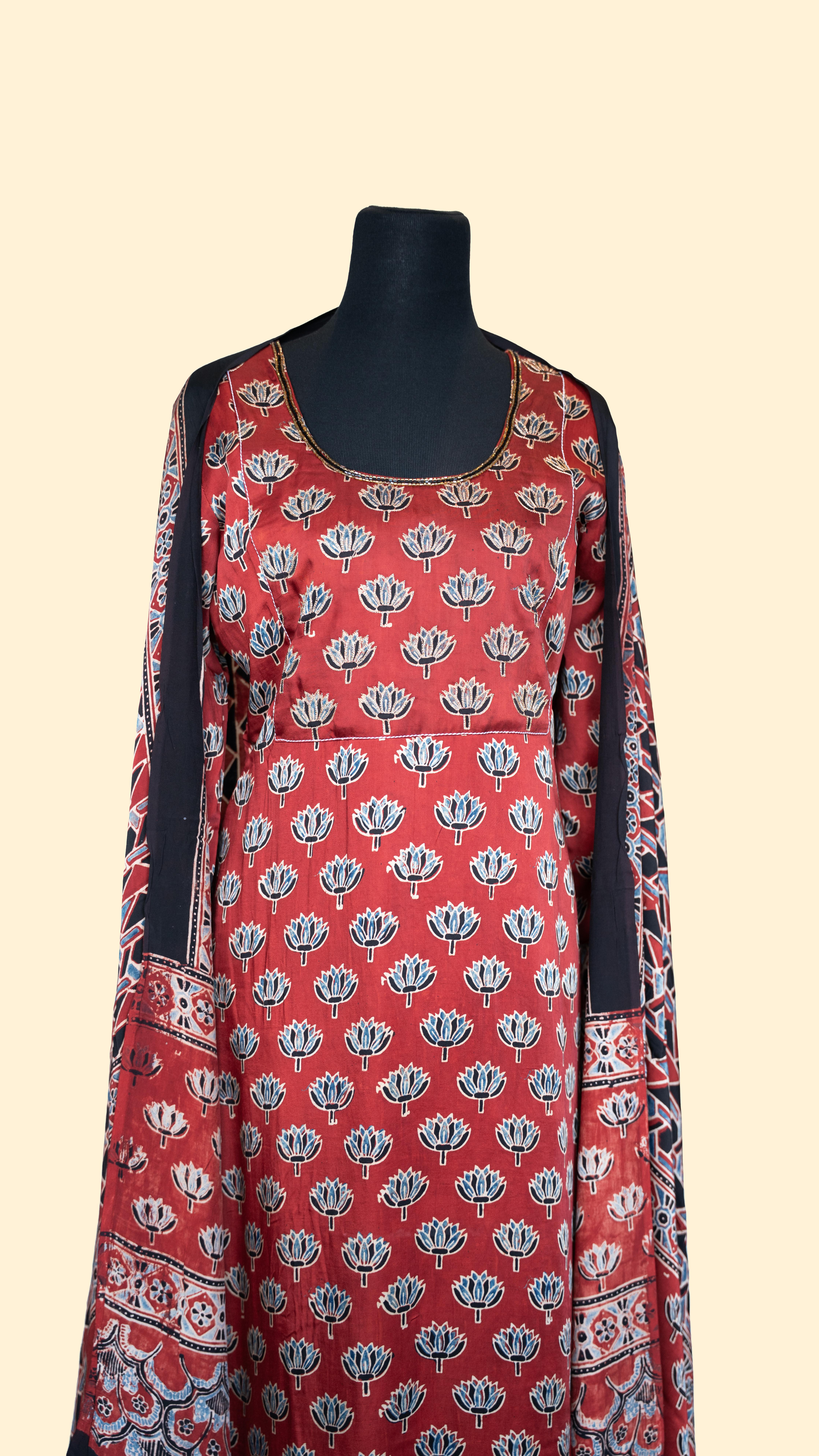 Modal Silk Maroonish Red Salwar Suit (Three Piece Set) - Image 2