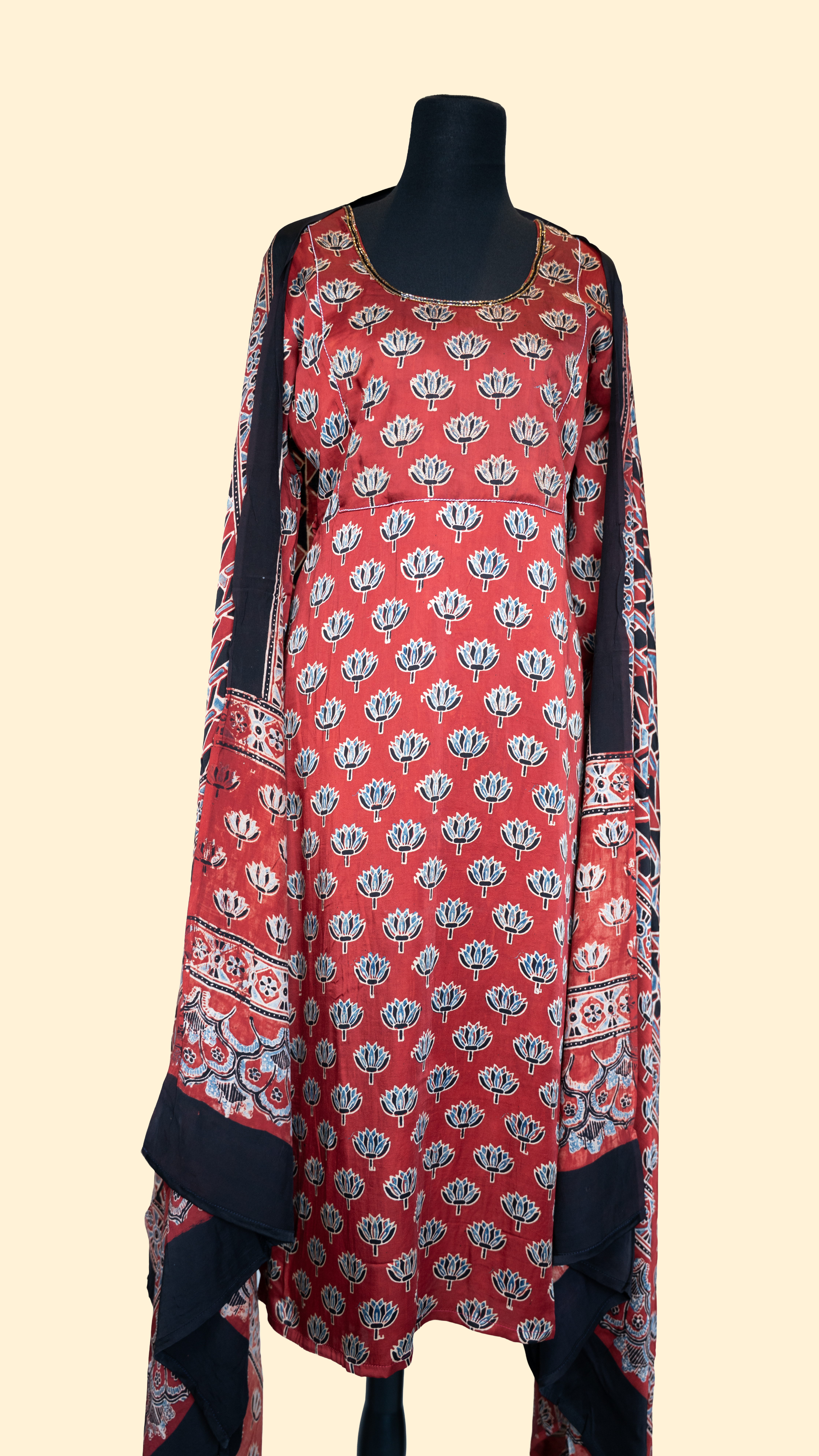 Modal Silk Maroonish Red Salwar Suit (Three Piece Set)