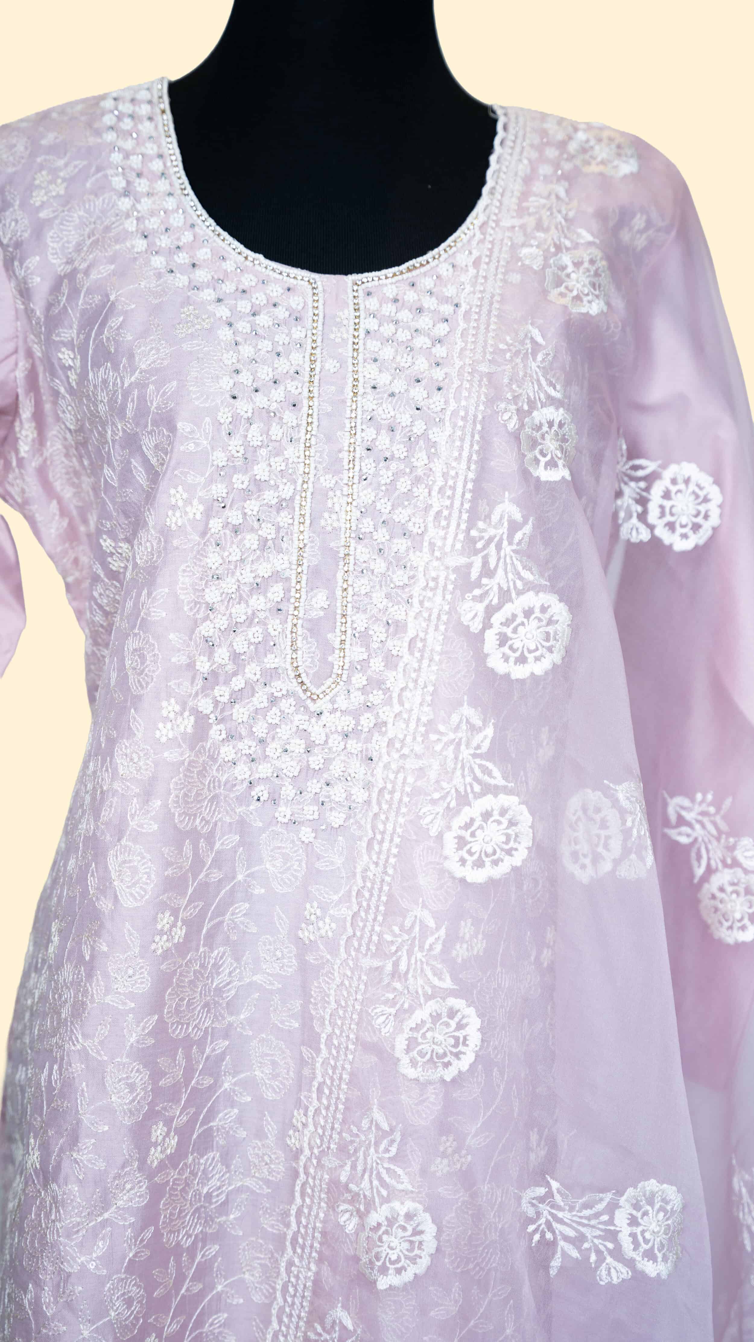 Pastel Pink Semi Silk Salwar Suit (Three Piece set) - Image 2
