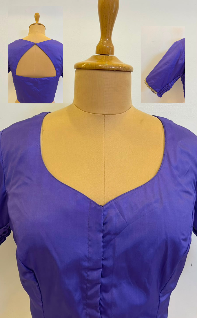 Cotton Silk Stretchable Saree Blouse with Hand Embroidery-Lavender