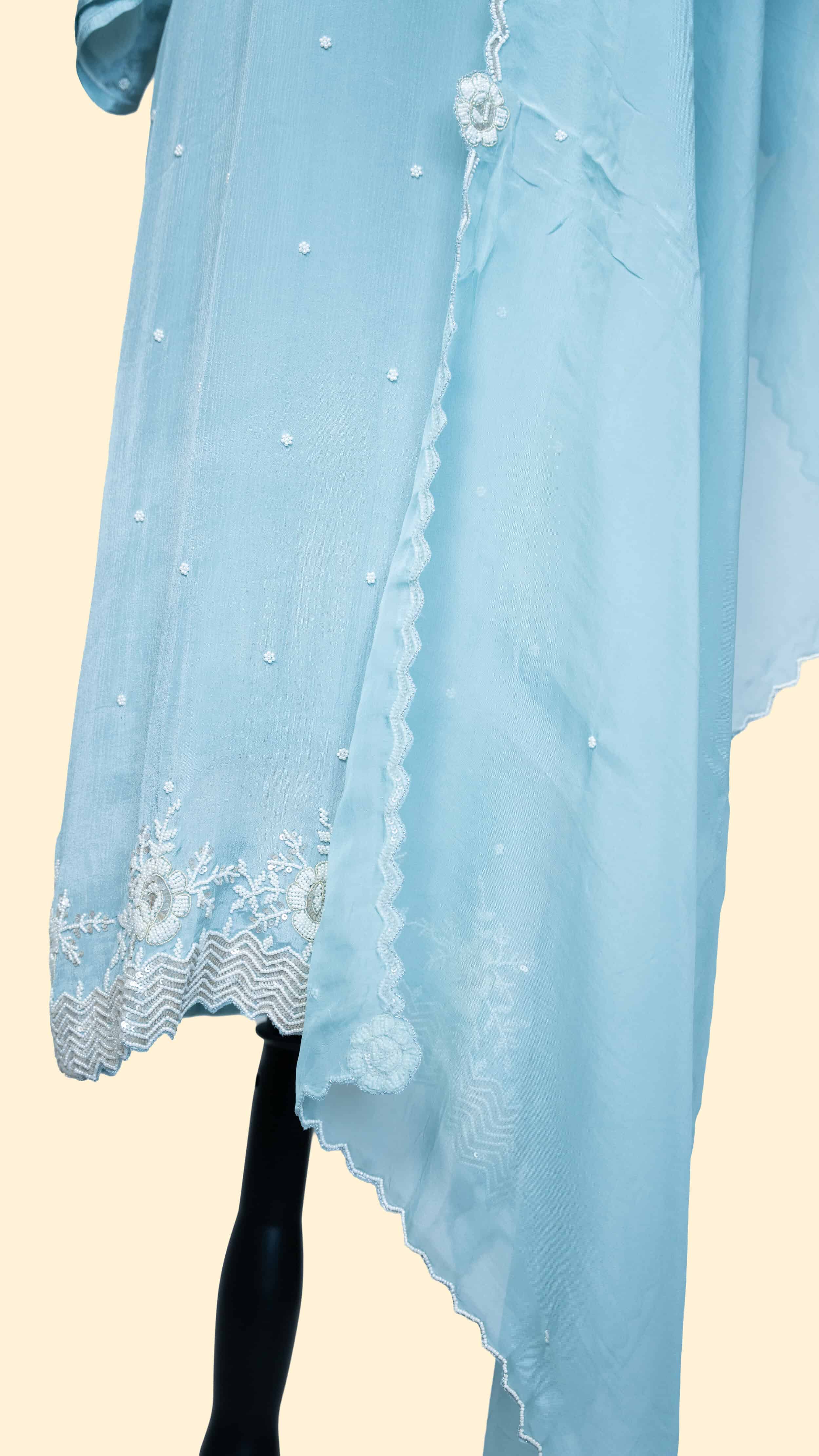 Sea Green Chinon Silk Beaded Salwar Set Salwar Suit (Three Piece set) - Image 3