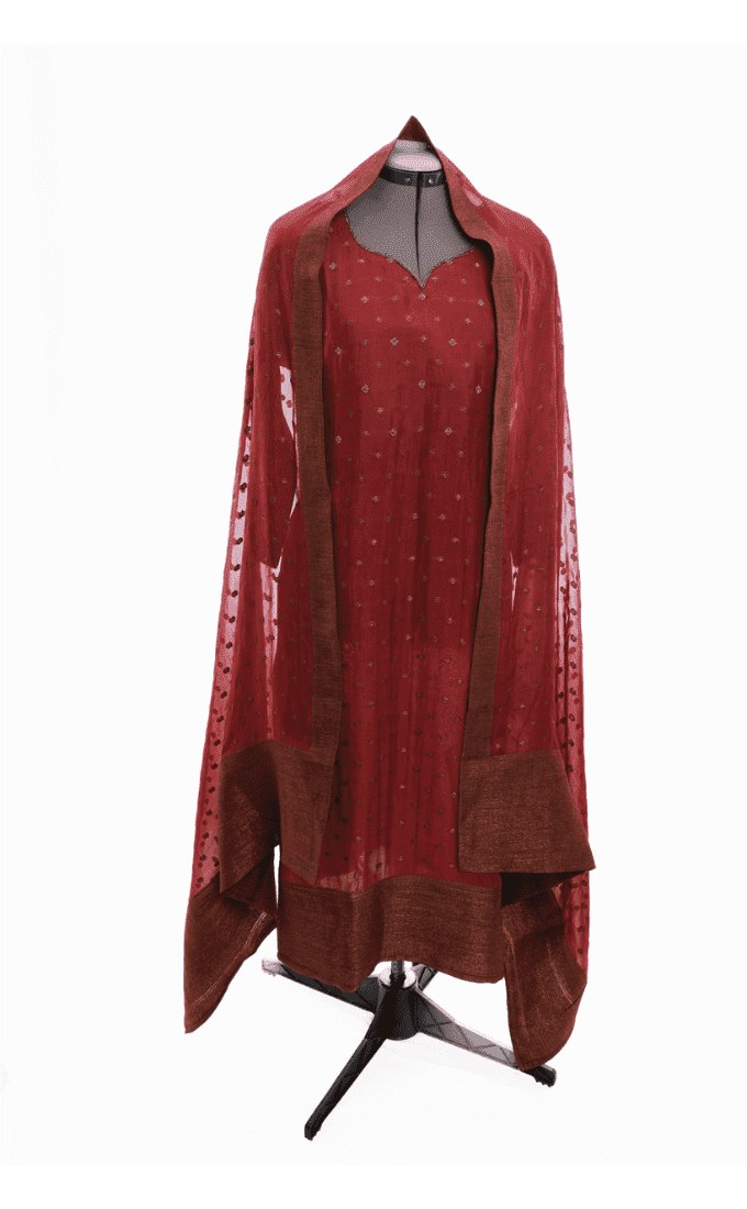 Red Maroon Dola Silk Salwar Suit