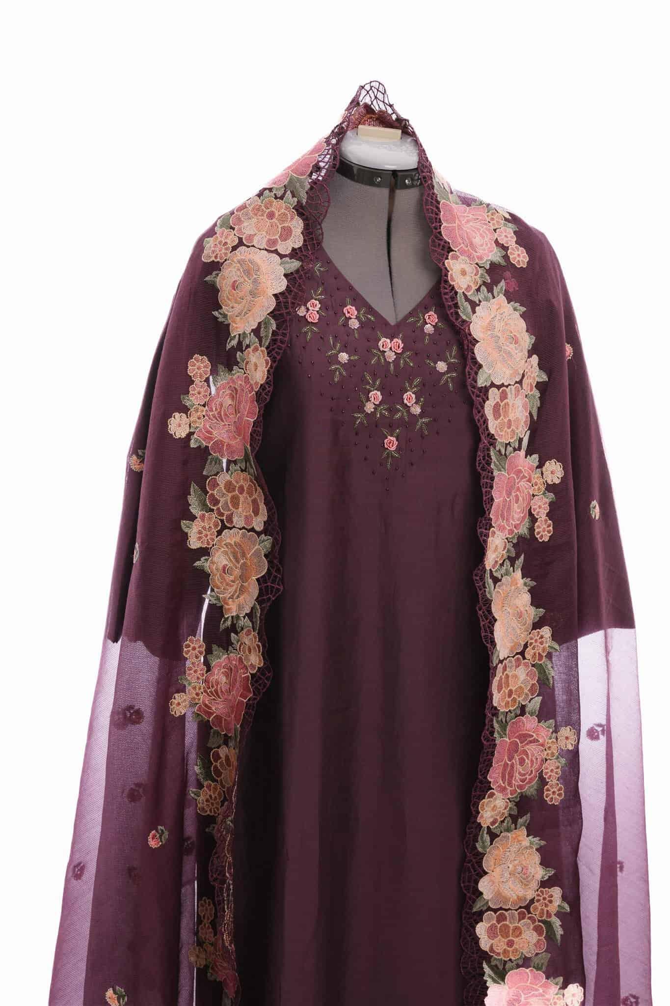 Grape Roman Silk Salwar Suit (Three Piece Set) - Image 2