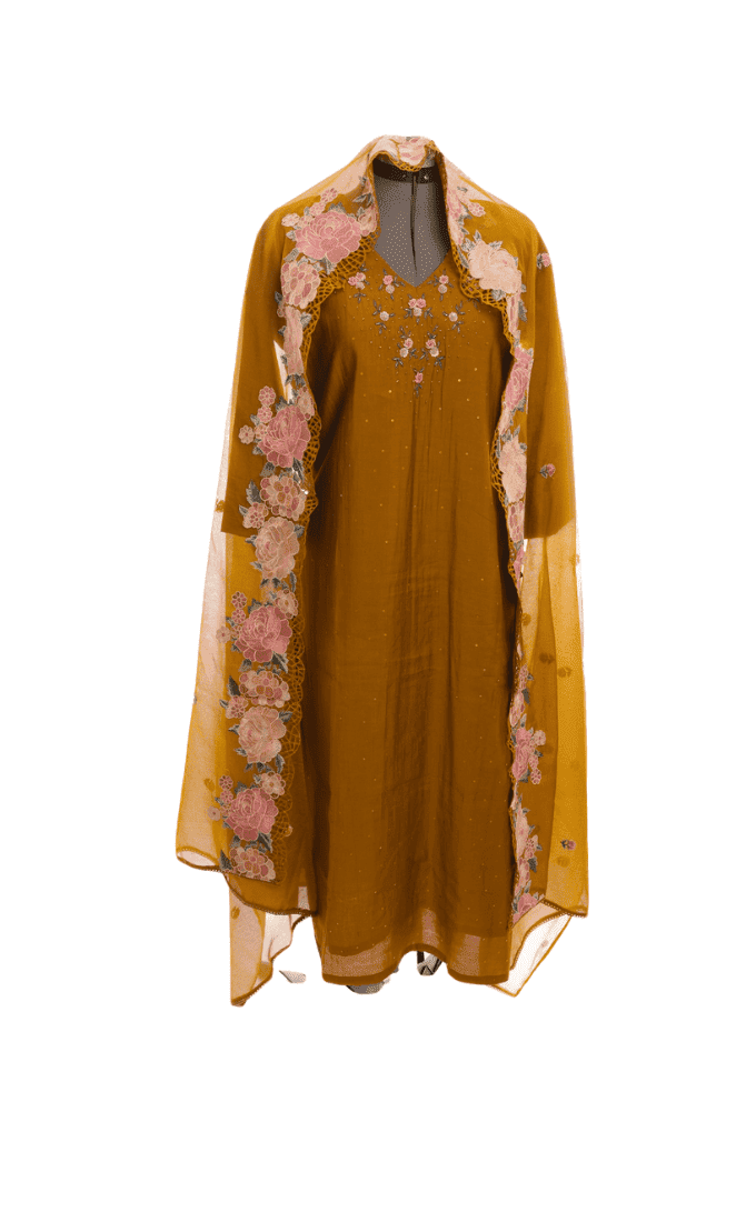 Mustard Mustard Roman Silk Salwar Suit (Three Piece Set)