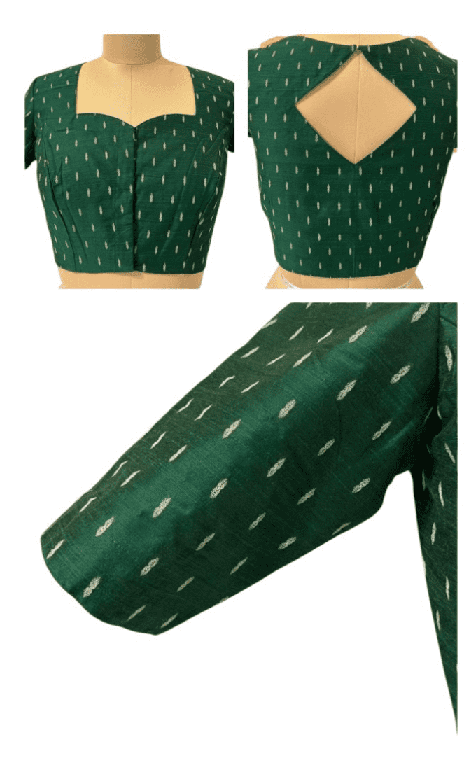 Cotton Silk Dark Green Color Blouse