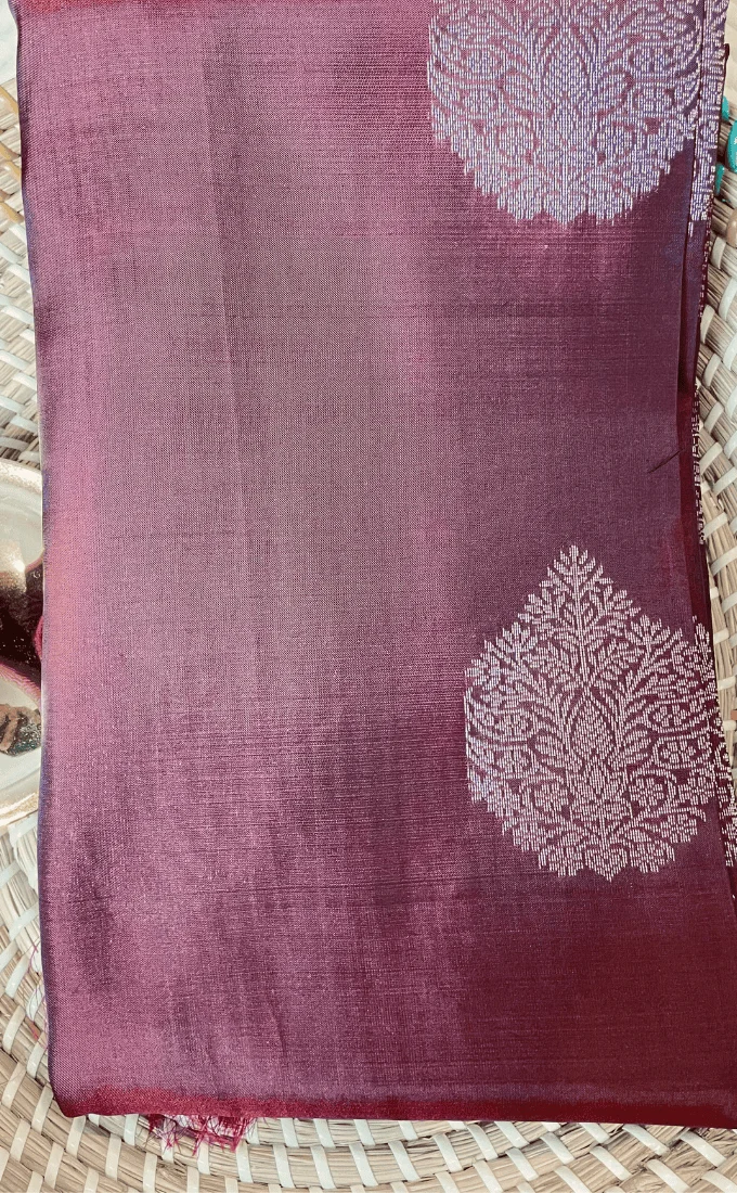 Maroon Silk Saree with Motifs