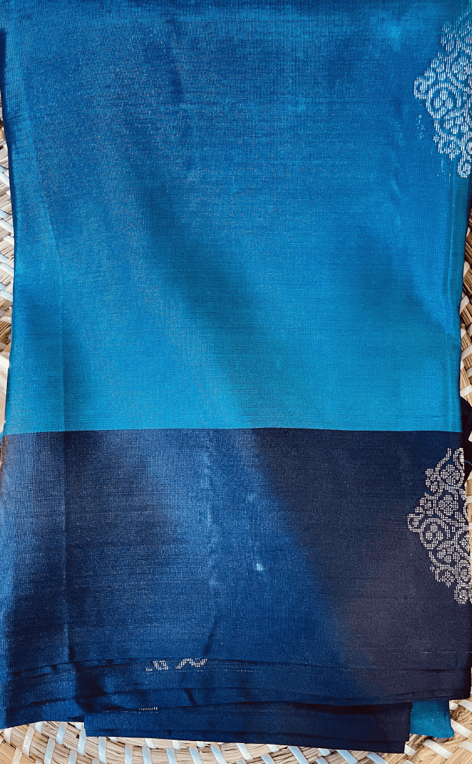 Blue Silk Saree with Motifs