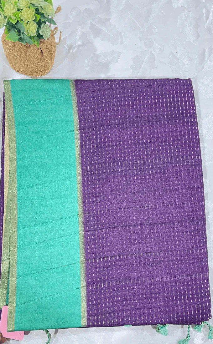 Aqua Elegance - Purple and Aqua Contrast Saree
