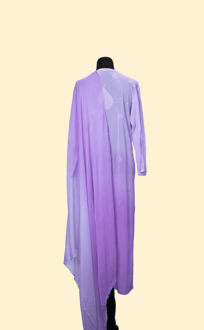 Lilac Pure Chikankari Salwar Suit (Three Piece set) - Image 2