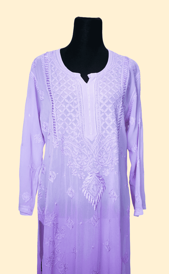 Lilac Pure Chikankari Salwar Suit (Three Piece set) - Image 3